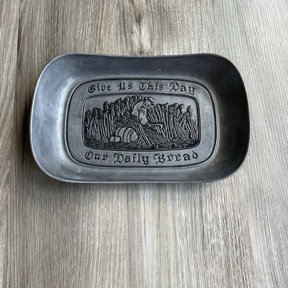 Wilton Armetale Give Us This Day Our Daily Bread Pewter Serving Tray Platter RWP